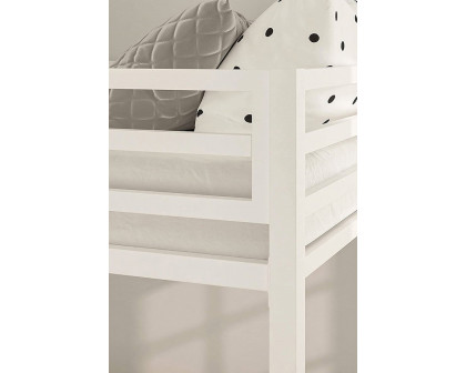 FaFurn Twin Over Twin Modern Metal Bunk Bed Frame with Ladder - White