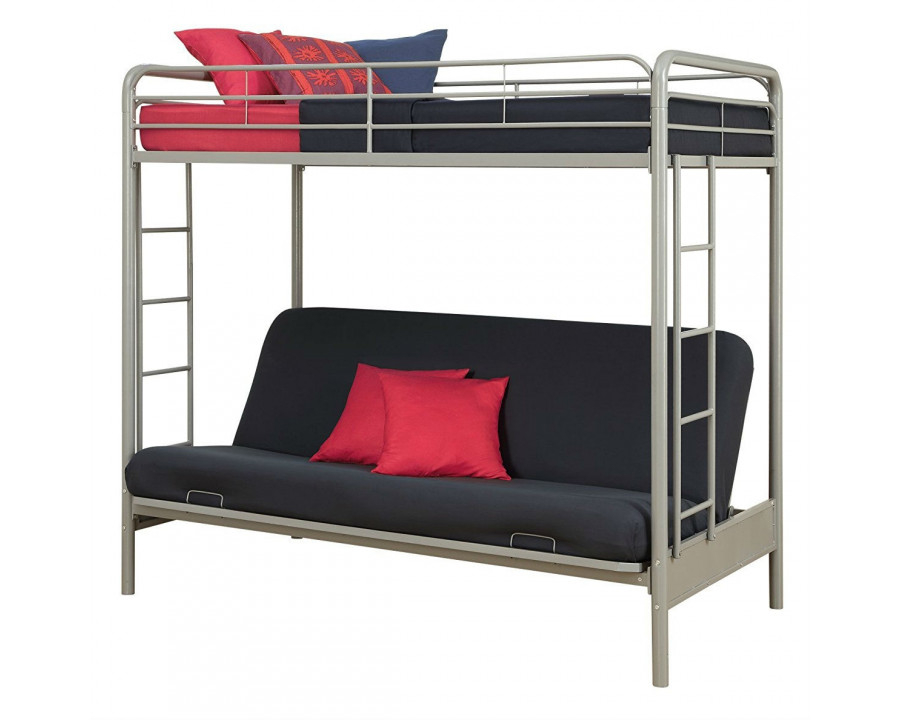 FaFurn Twin Size Bunk Bed - Silver, Futon/Metal