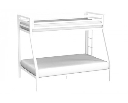 FaFurn Twin Over Full Modern Metal Bunk Bed Frame with Ladder - White