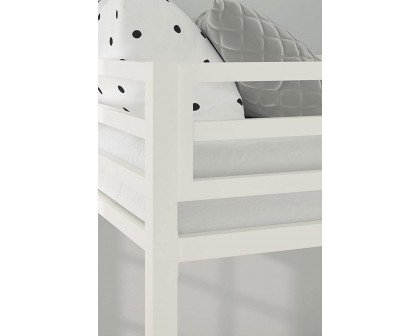 FaFurn Twin Over Full Modern Metal Bunk Bed Frame with Ladder - White