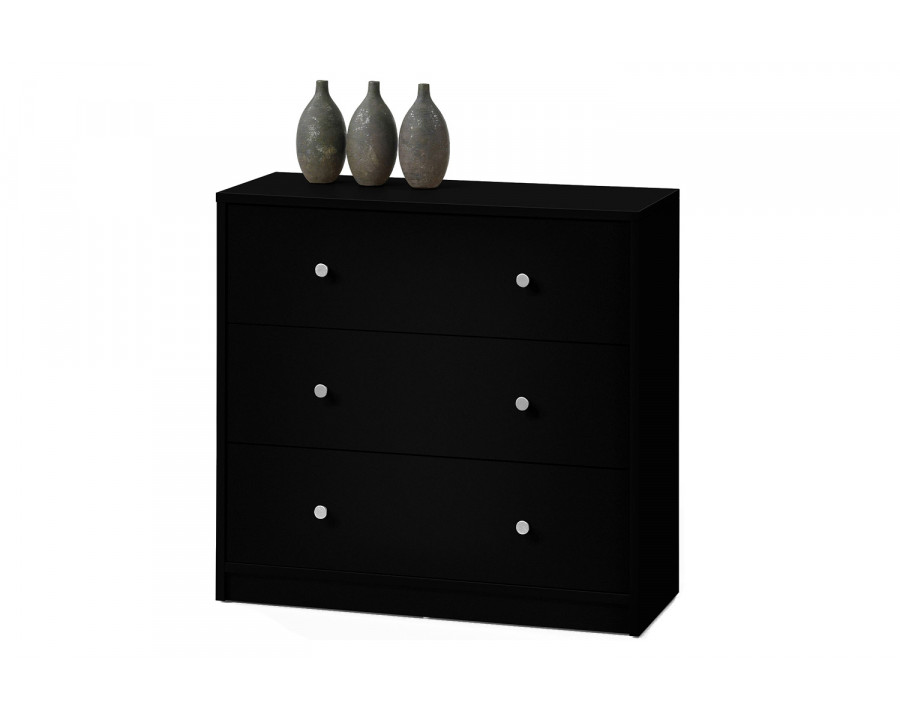 FaFurn Modern 3-Drawer Chest Bedroom Bureau in Wood Finish - Black