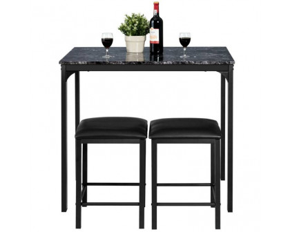 FaFurn 3-Piece Modern Dining Set - Black, Faux Marble