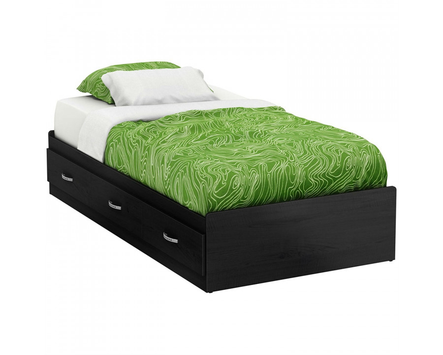 FaFurn - Twin Size Platform Bed Frame with With 3 Storage Drawers in Black