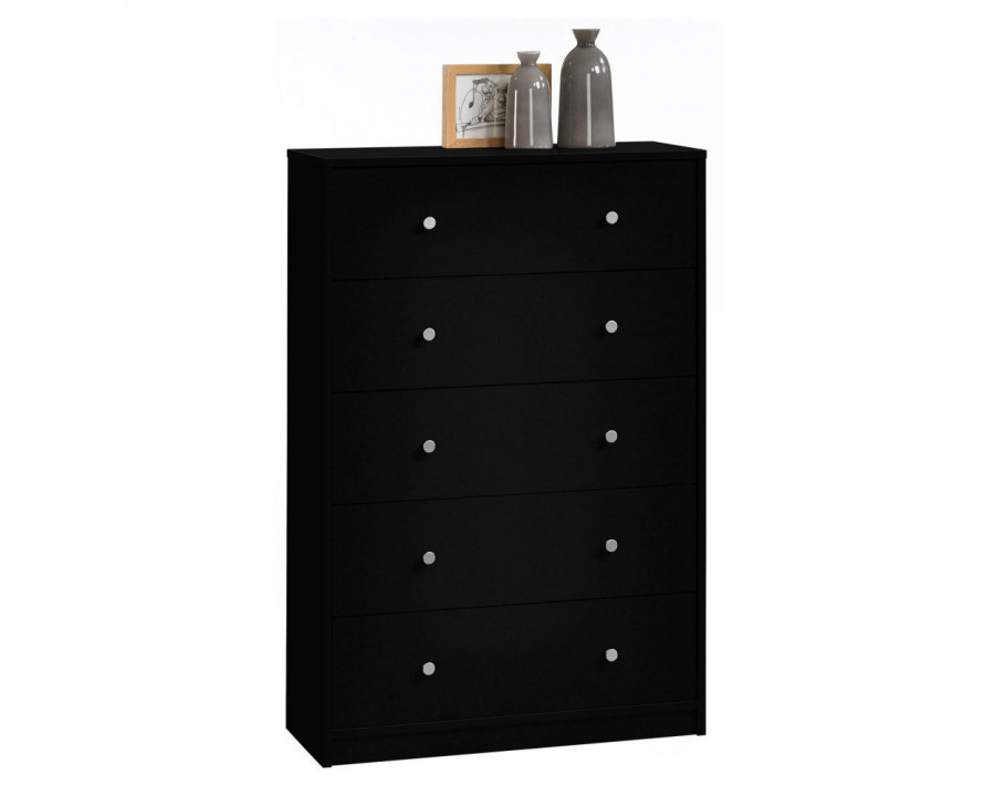 FaFurn - Modern 5-Drawer Chest in Black