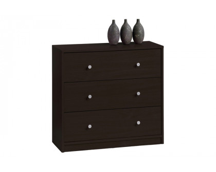 FaFurn™ Modern 3-Drawer Chest Bedroom Bureau in Wood Finish - Dark Brown