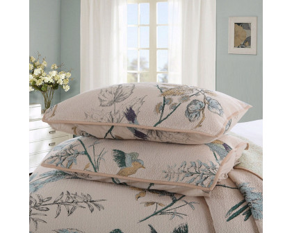 FaFurn - 3-Piece Full Size Bedspread Set with Floral Birds Pattern in Cotton