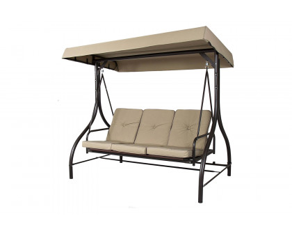 FaFurn - 3-Seat Outdoor Porch Deck Patio Canopy Swing with Cushions