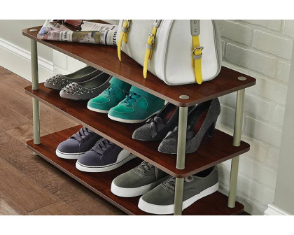 FaFurn 3-Shelf Modern Shoe Rack Holds Up To 12 Pair of Shoes - Dark Cherry