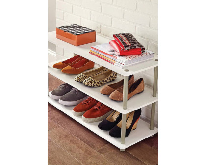 FaFurn 3-Shelf Modern Shoe Rack Holds Up To 12 Pair of Shoes - White