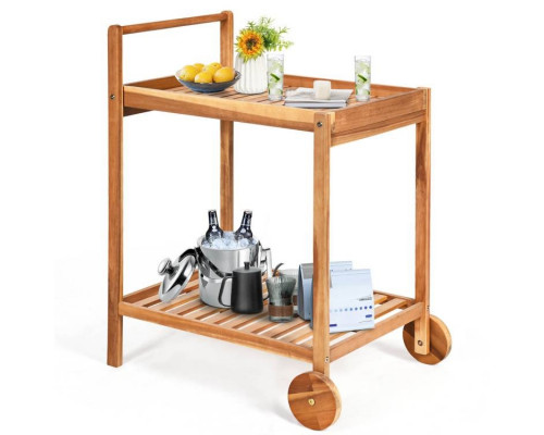 FaFurn - Serving Utility Cart with Bottom Shelf in Wood