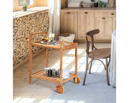 FaFurn - Serving Utility Cart with Bottom Shelf in Wood