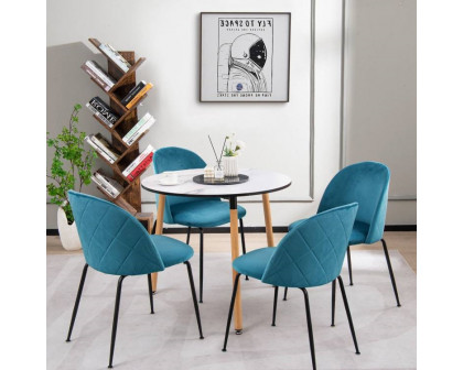 FaFurn Set of 4 Modern Dining Chairs with Ergonomic Backrest - Teal Blue