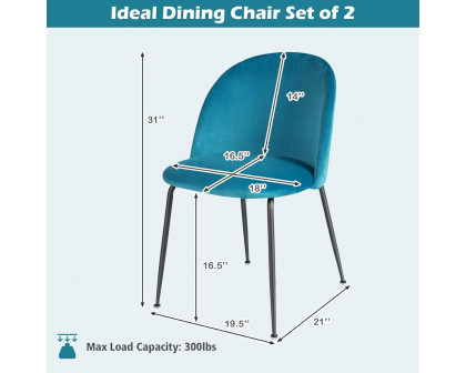 FaFurn Set of 4 Modern Dining Chairs with Ergonomic Backrest - Teal Blue