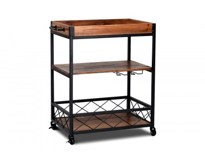 FaFurn - Wood Iron Kitchen Cart with Removeable Tray Top and Wheels