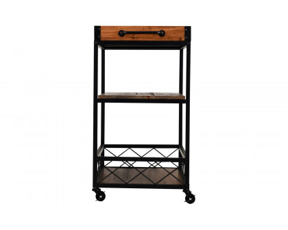 FaFurn - Wood Iron Kitchen Cart with Removeable Tray Top and Wheels