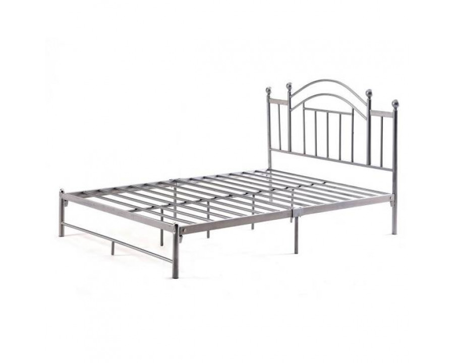 FaFurn - Twin Size Platform Bed Frame with Headboard in Silver, Metal