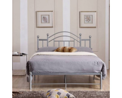 FaFurn - Twin Size Platform Bed Frame with Headboard in Silver, Metal