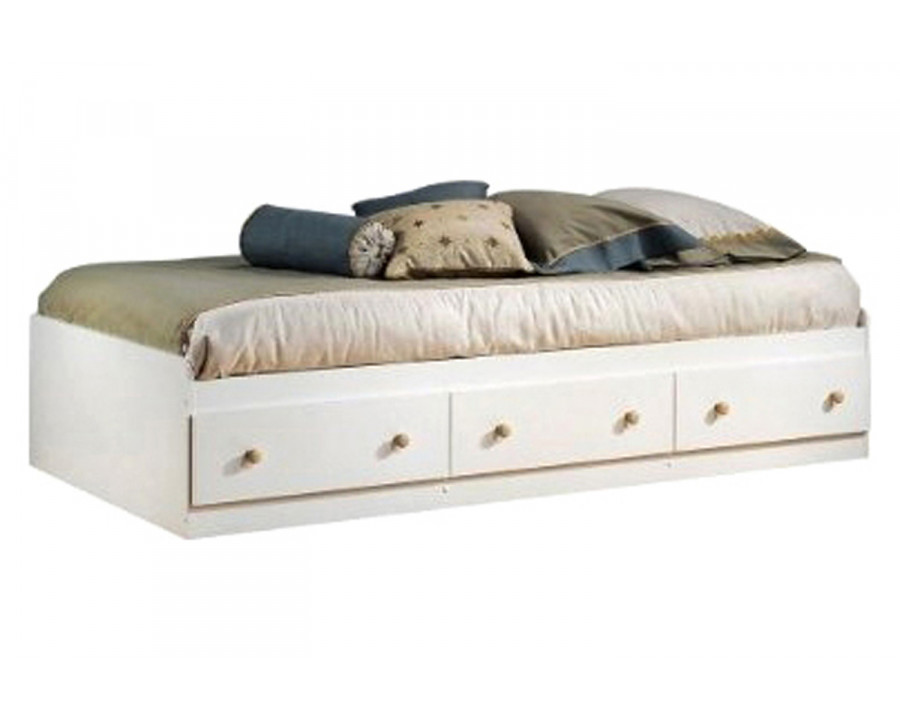 FaFurn - Twin Size Mates Platform Bed in White/Maple with 2 Storage Drawers