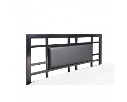 FaFurn Twin Size Platform Bed Frame with Black Headboard Upholstered Center Panel Headboard - Black, Metal