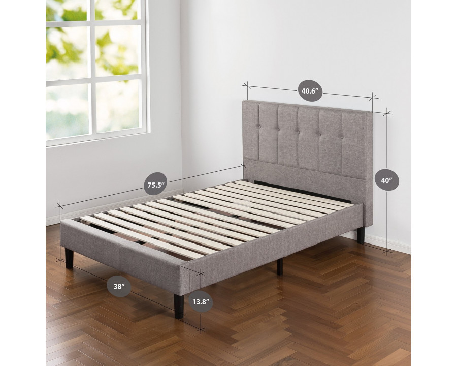 FaFurn - Twin Size Platform Bed Frame with Button Tufted Headboard