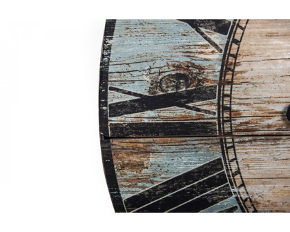 FaFurn Oversized Distressed Paris Wood Wall Clock - Turquoise