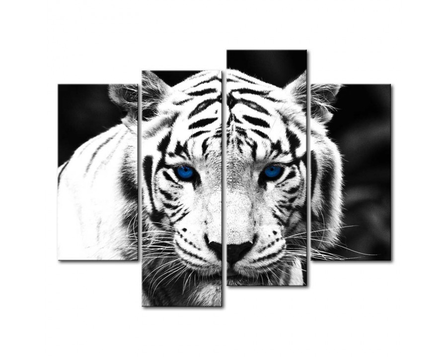 FaFurn - 4-Panel Wall Art Painting Print in Black and White Tiger