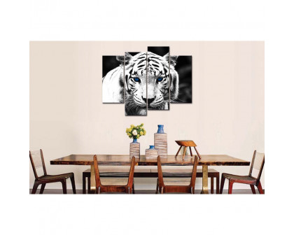 FaFurn - 4-Panel Wall Art Painting Print in Black and White Tiger