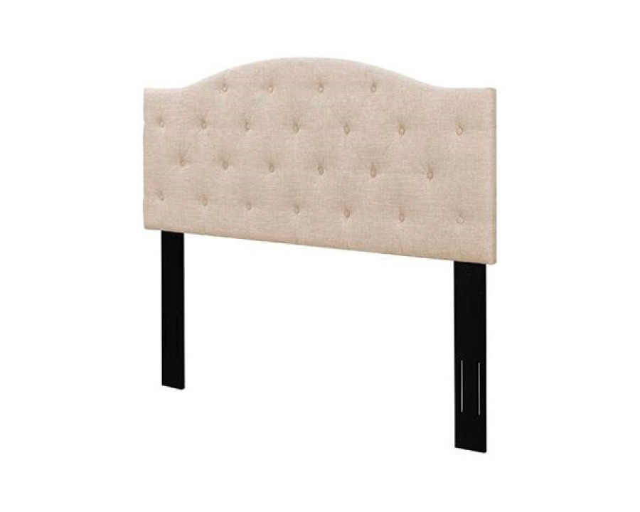 FaFurn - Twin Size Adjustable Button-Tufted Headboard in Beige, Fabric