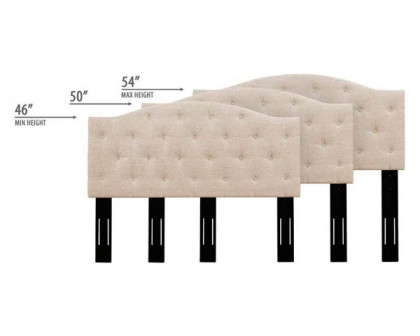 FaFurn - Twin Size Adjustable Button-Tufted Headboard in Beige, Fabric