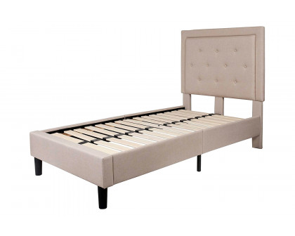 FaFurn - Upholstered Platform Bed Frame with Button Tufted Headboard