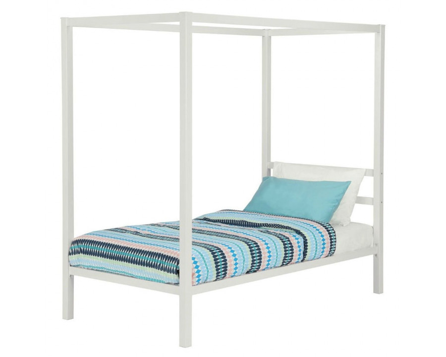 FaFurn - Twin Size Platform Canopy Bed Frame in White, Metal