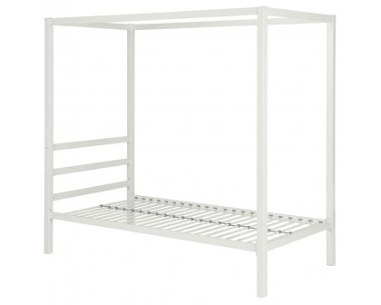 FaFurn - Twin Size Platform Canopy Bed Frame in White, Metal