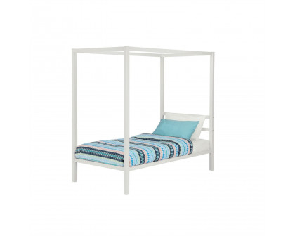 FaFurn - Twin Size Platform Canopy Bed Frame in White, Metal