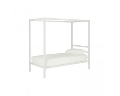 FaFurn - Twin Size Platform Canopy Bed Frame in White, Metal