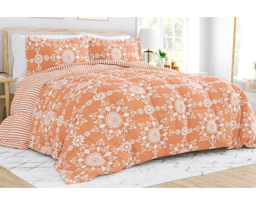 FaFurn - 3-Piece Striped Floral Reversible Comforter Set (CLWHSE4178292)