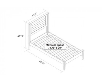 FaFurn - Farmhouse Twin Size Platform Bed  in Gray, Wood