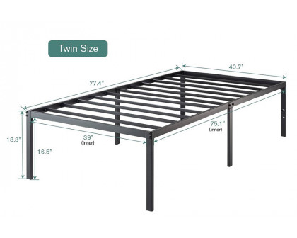 FaFurn 18-Inch Metal Platform Bed Frame with Under-Bed Storage Space - Twin Size