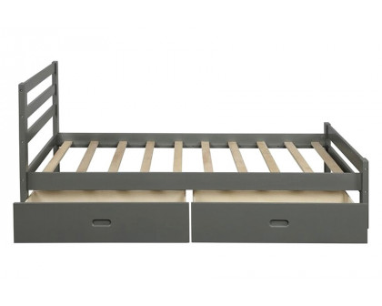 FaFurn Low Profile 2 Drawer Storage Platform Bed - Gray, Twin Size