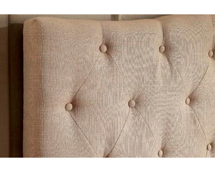 FaFurn - Twin Size Button-Tufted Headboard in Ivory, Fabric