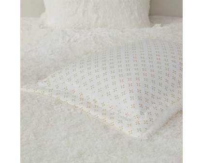 FaFurn 2-Piece Reversible Twin/Twin XL Size Comforter Set - Ivory, Soft Sherpa Faux Fur