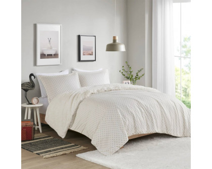 FaFurn 2-Piece Reversible Twin/Twin XL Size Comforter Set - Ivory, Soft Sherpa Faux Fur