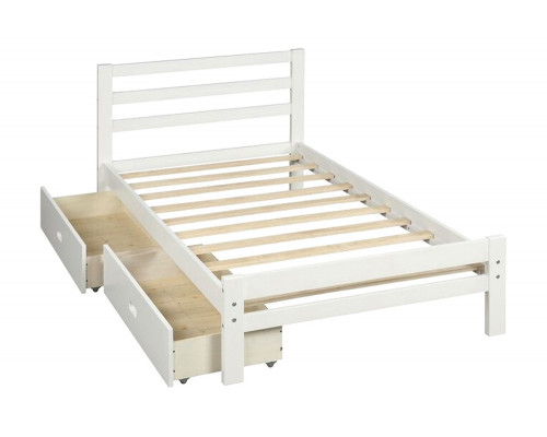 FaFurn Low Profile 2 Drawer Storage Platform Bed - White, Twin Size