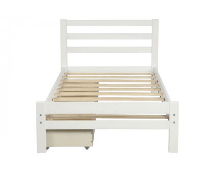 FaFurn Low Profile 2 Drawer Storage Platform Bed - White, Twin Size