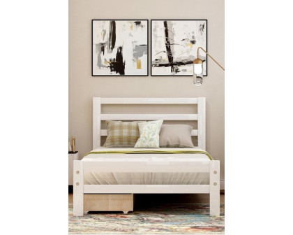 FaFurn Low Profile 2 Drawer Storage Platform Bed - White, Twin Size