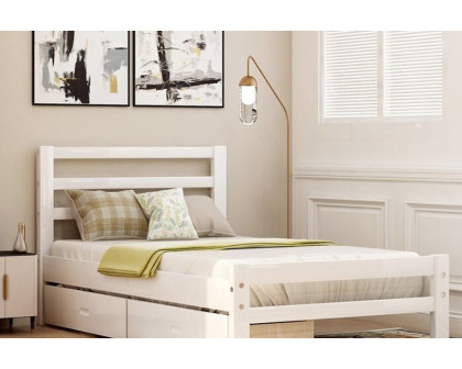 FaFurn Low Profile 2 Drawer Storage Platform Bed - White, Twin Size