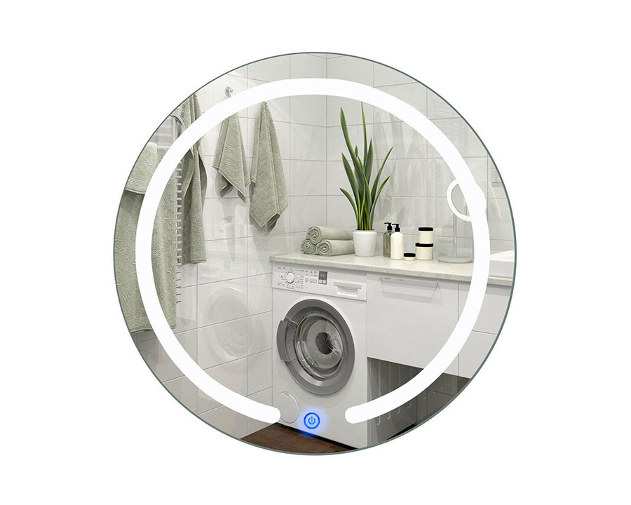 FaFurn Modern 20-Inch Round Bathroom Wall Mirror with Touch Button Led Light