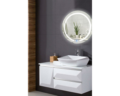 FaFurn Modern 20-Inch Round Bathroom Wall Mirror with Touch Button Led Light