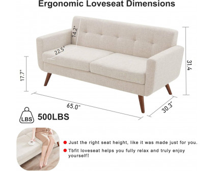 FaFurn Modern Loveseat - Beige, Cotton/Polyester