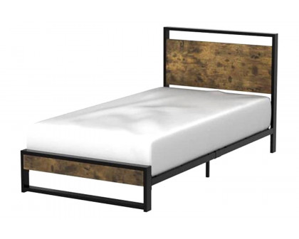 FaFurn - Modern Farmhouse Platform Bed Frame with Wood Panel Headboard Footboard