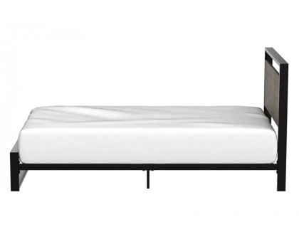 FaFurn Modern Farmhouse Platform Bed Frame with Wood Panel Headboard Footboard - Wood/Black, Twin Size